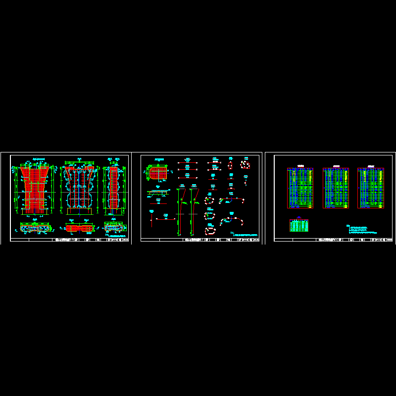 8080米双孔预应力混凝土部分斜拉桥引桥墩身钢筋节点CAD详图纸设计 - 1