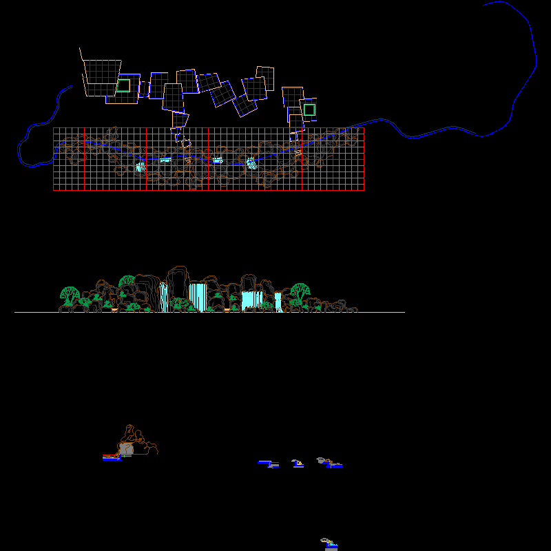 公园假山、驳岸景观节点CAD施工图纸 - 1