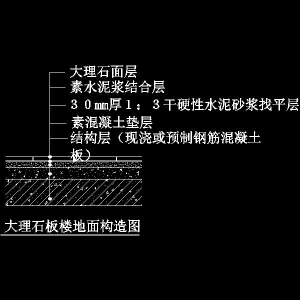 大理石板楼地面构造CAD图纸 - 1