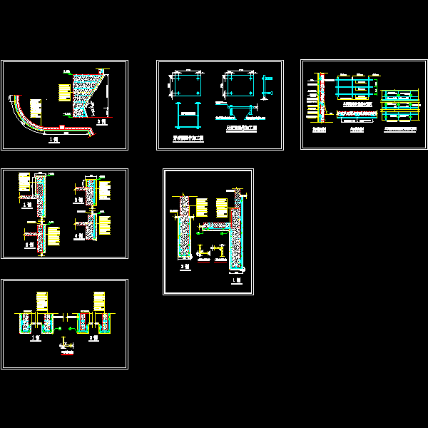 干挂石材节点图（6页CAD图纸） - 1