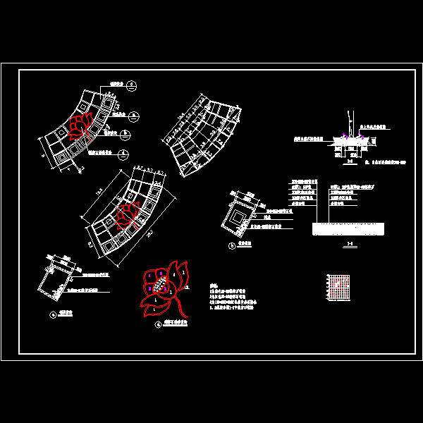 荷花广场内荷花的拼图纸节点详细设计CAD图纸 - 1