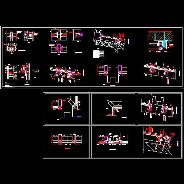 明框幕墙CAD大样图纸（14张）(构造详图) - 1