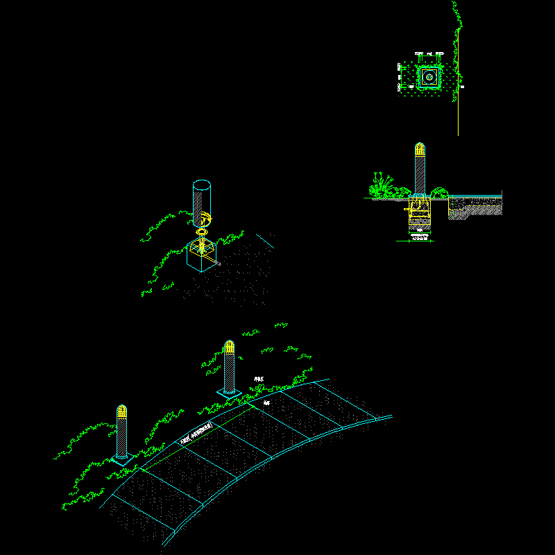小区路旁地灯CAD施工图纸 - 1