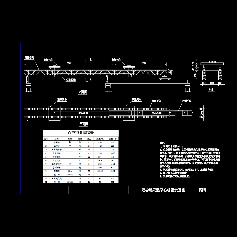 桥梁双导梁安装空心板梁CAD图纸 - 1