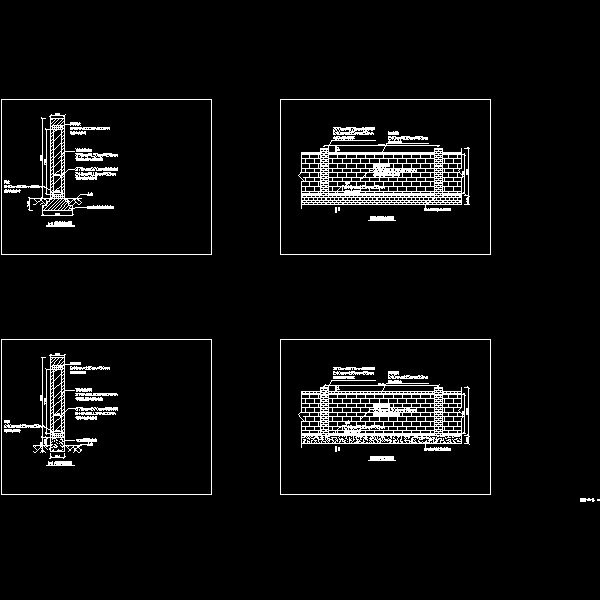 2.5米高围墙砌筑CAD施工图纸 - 1