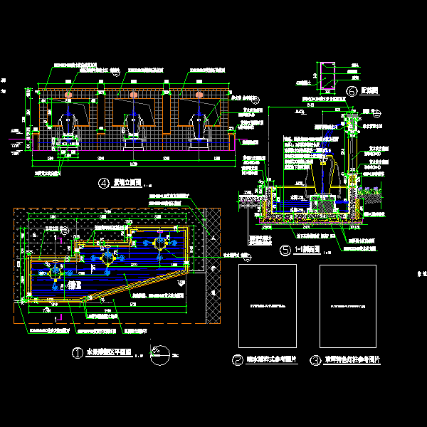 园林水景雕塑区景墙做法详细设计CAD图纸 - 1