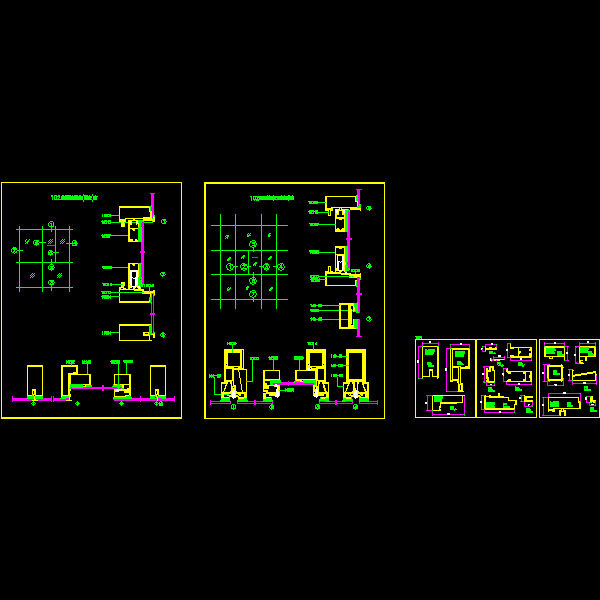 102系列隐框推拉窗结构详细设计CAD图纸 - 1