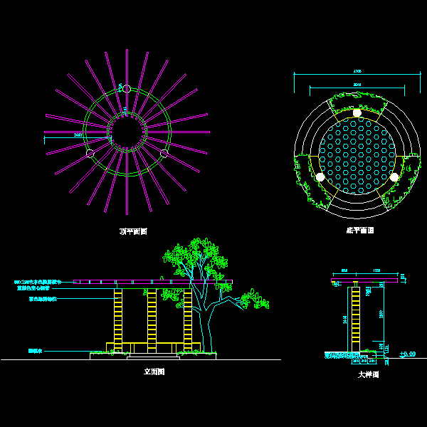 特色圆亭施工CAD图纸大样图纸 - 1