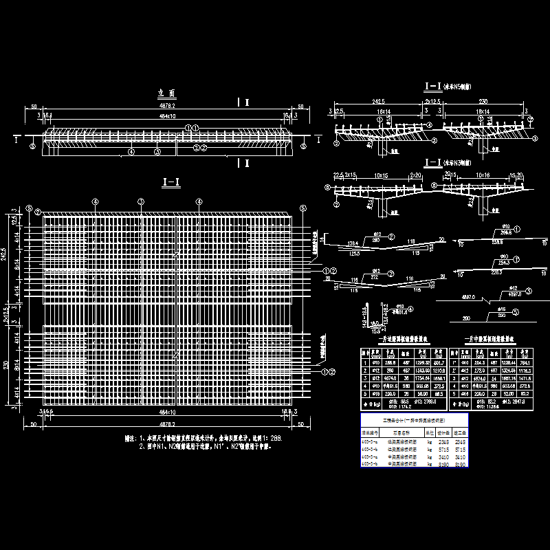 50mT梁中跨主梁翼缘板钢筋布置节点CAD详图纸设计 - 1