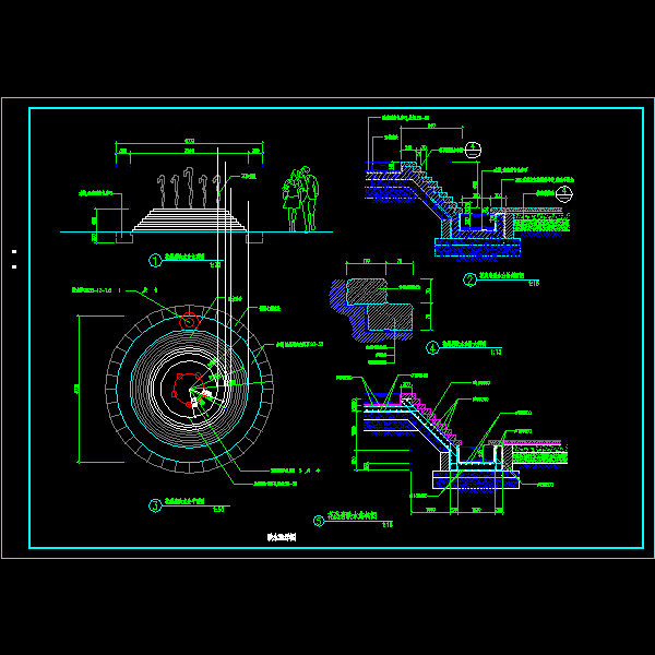 花岗岩跌水池施工CAD详图纸 - 1