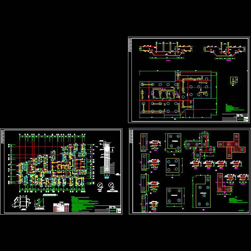 高层住宅楼冲孔灌注桩基础及承台CAD施工大样图 - 1