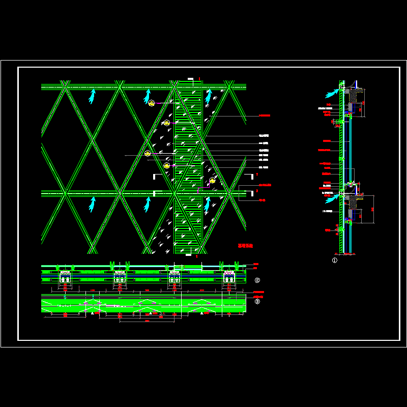 混合式呼吸幕墙节点构造CAD详图纸 - 1