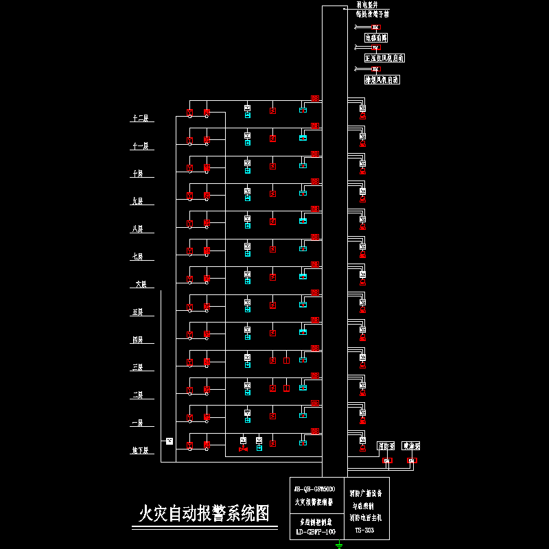 12层楼火灾自动报警系统CAD图纸 - 1