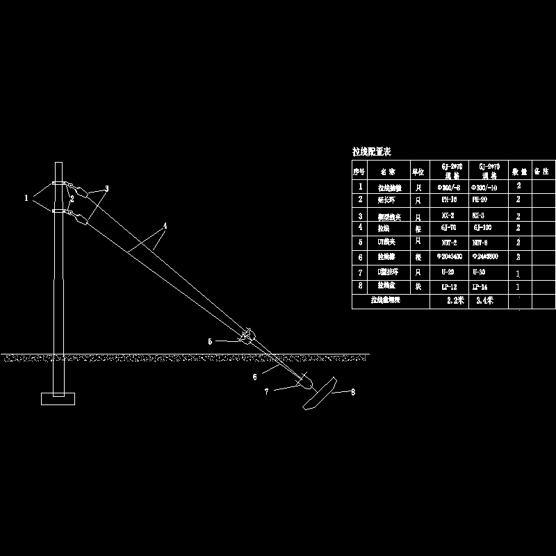 v型双拉线部件配置图.dwg