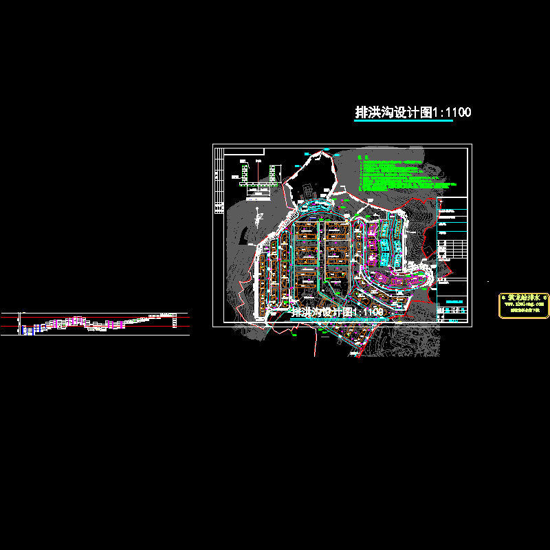 住宅小区截洪沟设计CAD施工图纸 - 1