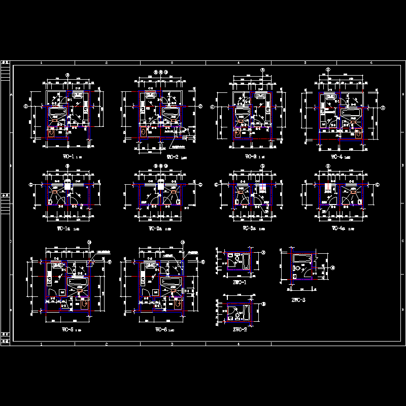 厨厕施工cad布局尺寸大样图.dwg