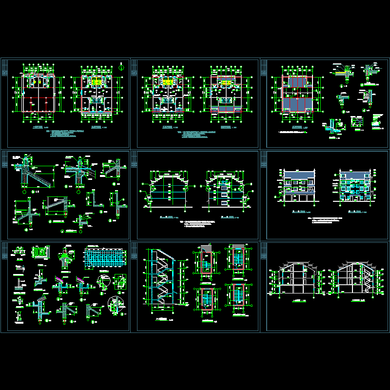 徽派3层民居建筑施工CAD图纸 - 1