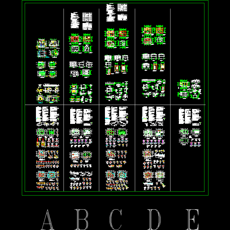 2层五套别墅建筑结构CAD施工大样图 - 1