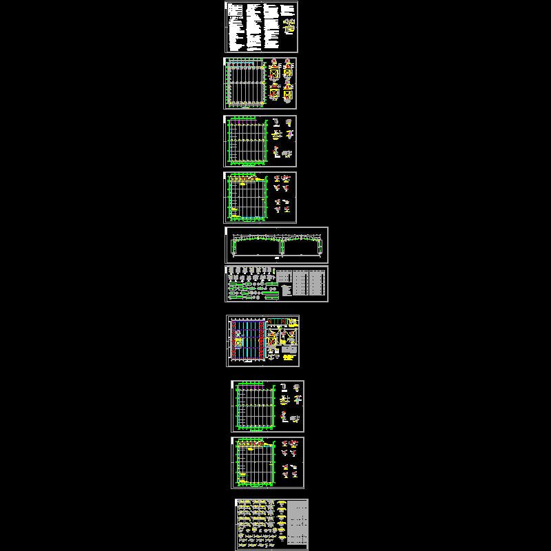 49m双跨门式钢架车间结构CAD施工图纸 - 1