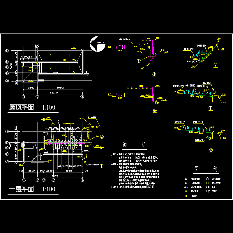 公共厕所给排水平面CAD图纸及系统CAD图纸 - 1