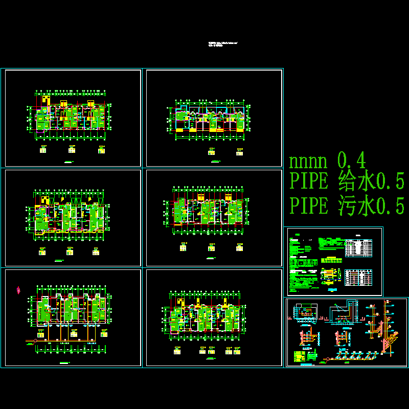 5层5户联排别墅采暖设计CAD施工图纸 - 1