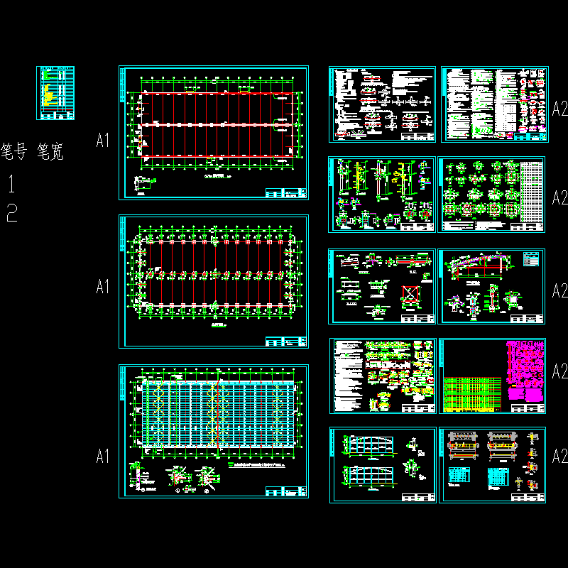 混凝土柱钢屋架厂房结构CAD施工大样图 - 1