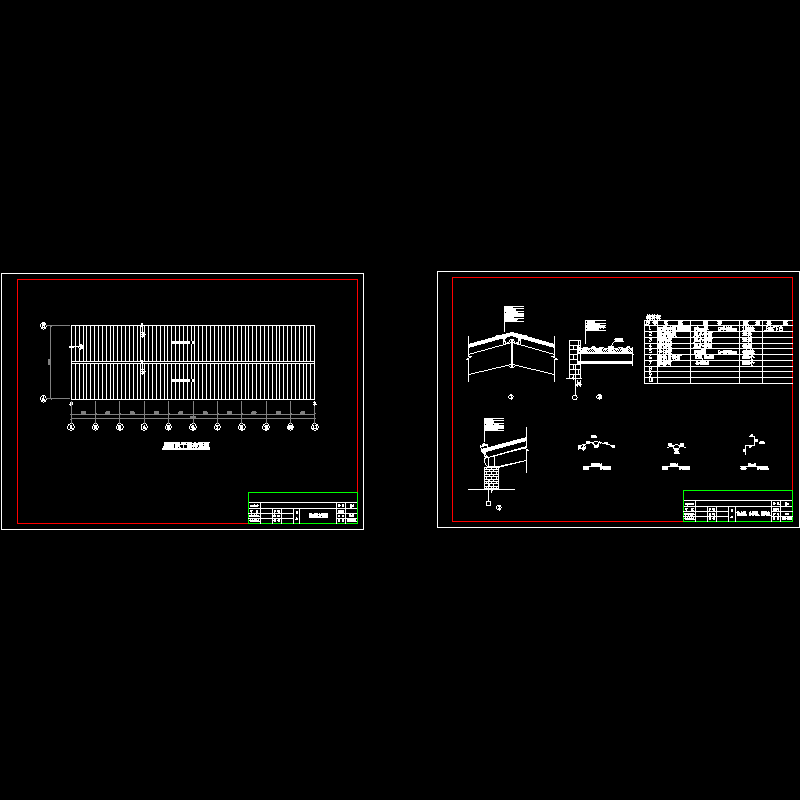 车辆检测中心及管理大厅轻钢屋面板布置节点构造CAD详图纸 - 1