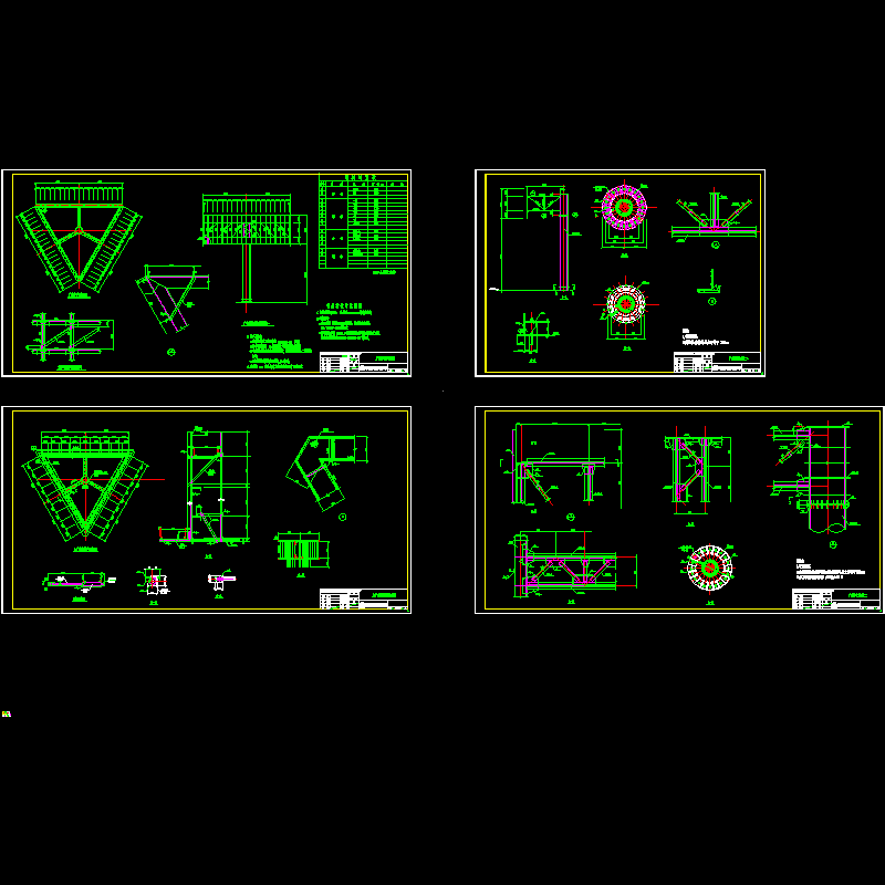 三角形广告牌结构设计CAD施工图纸 - 1