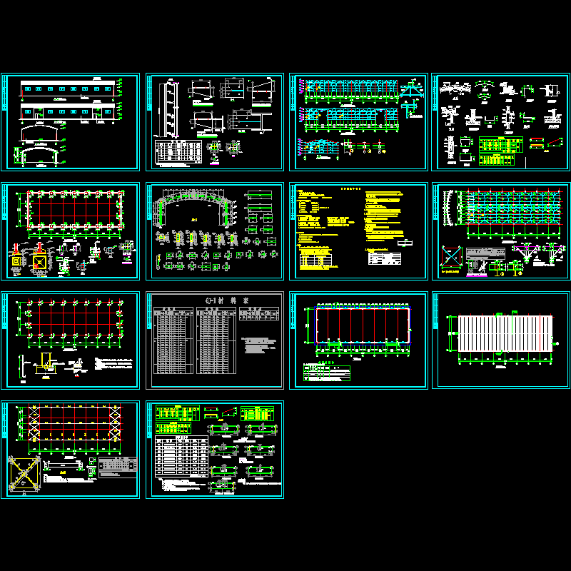 临时性弧形门式刚架厂房结构CAD施工图纸 - 1