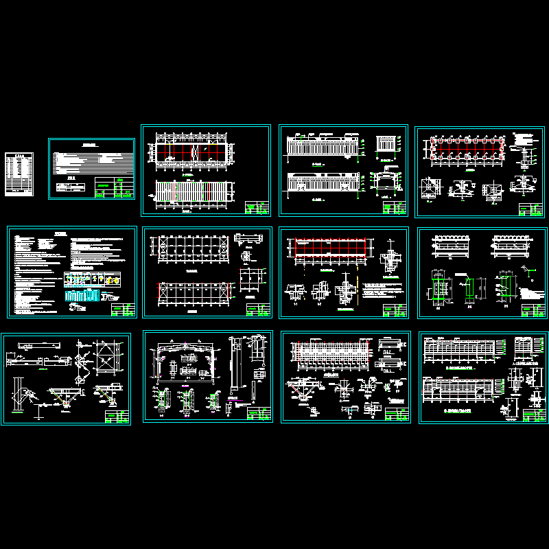 12米跨轻钢材料库结构设计CAD施工图纸 - 1