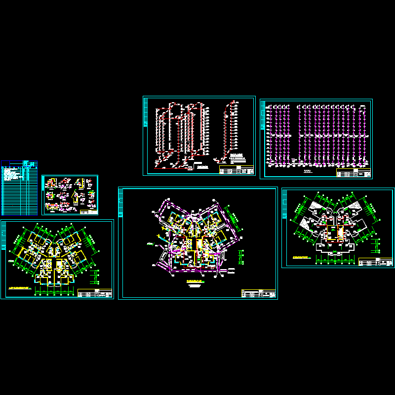 小区设计cad图纸和消火栓给水系统图,给水系统图、排水系统图 - 1