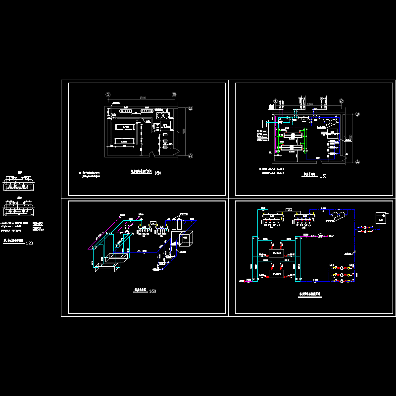 水源热泵机房施工CAD图纸 - 1
