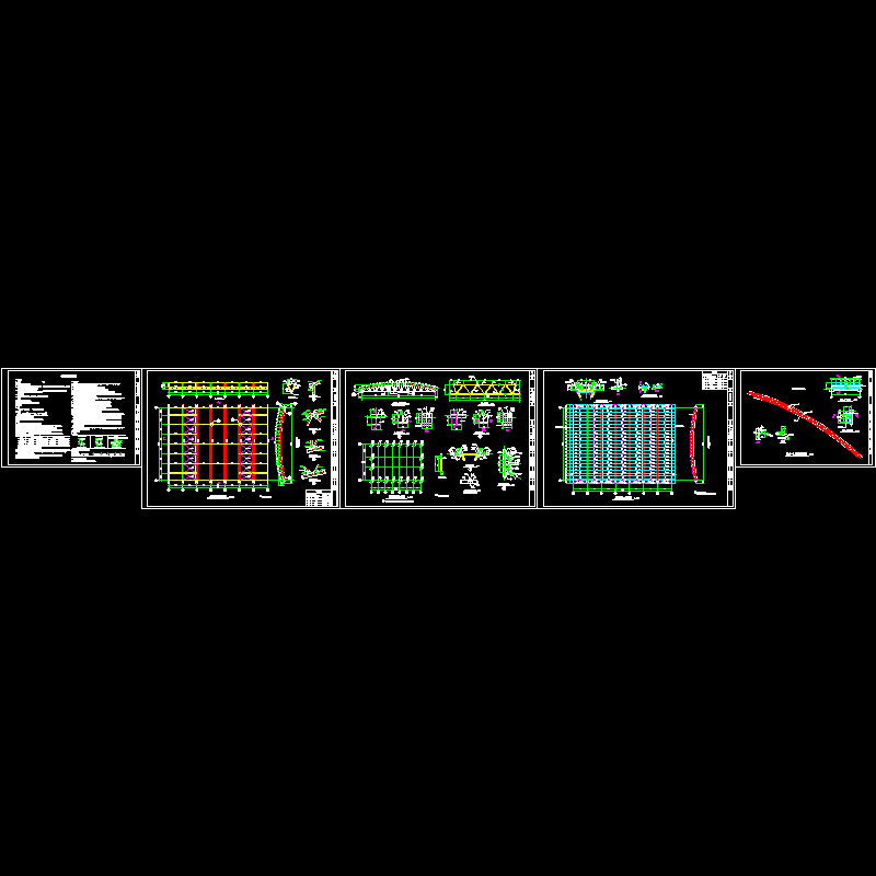 篮球馆屋面桁架结构施工图纸（CAD、5张） - 1