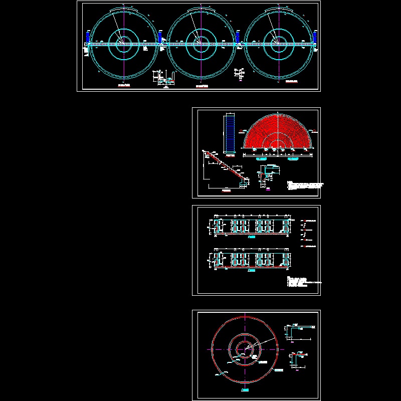 反应池结构设计CAD图纸，共4张图纸 - 1
