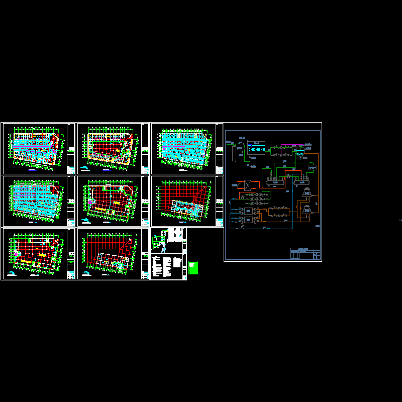 超市水冷螺杆机空调设计CAD施工图纸.dwg - 1