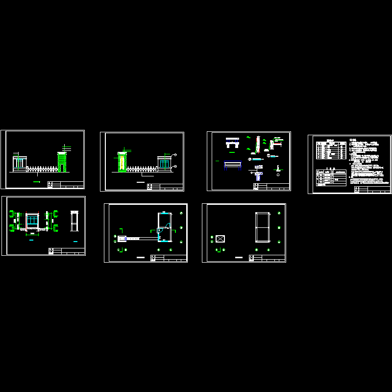 城市区办公园区大门CAD施工图纸 - 1