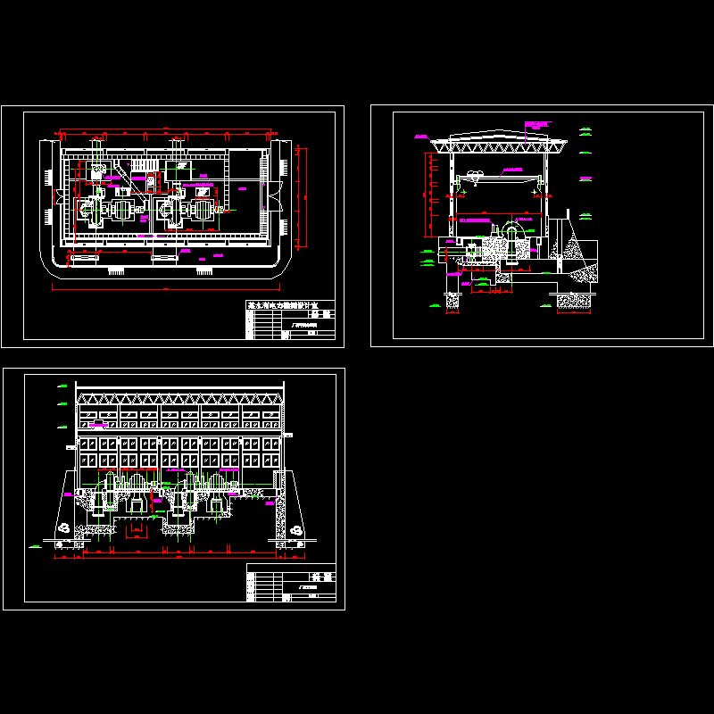 一套卧式机组厂房初步设计CAD图纸 - 1