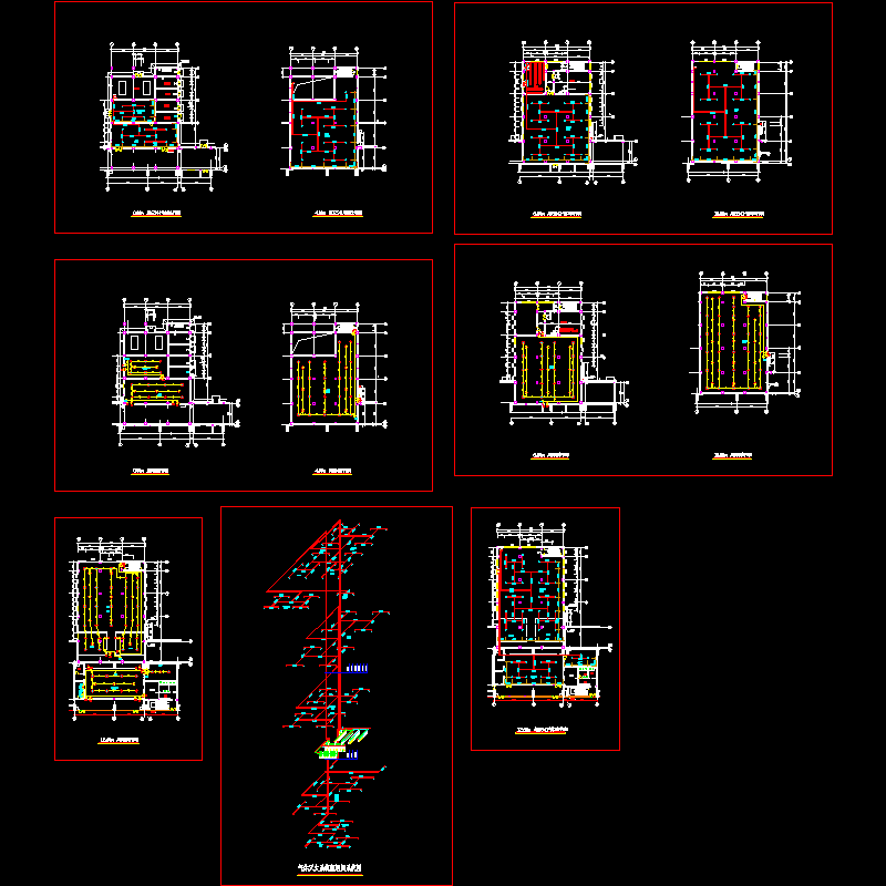 电厂IG541气体灭火系统瓶组间系统图和自动报警设计cad图纸 - 1