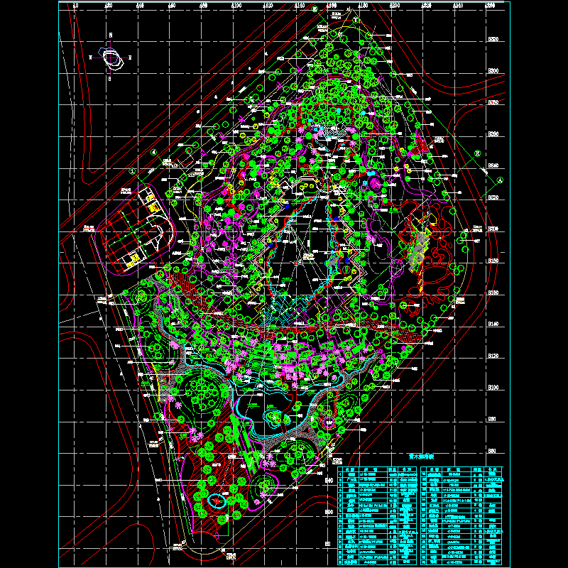 一著名绿地种植CAD施工图纸 - 1