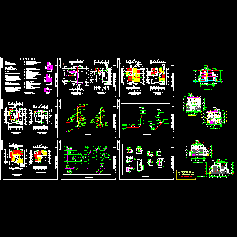 别墅水暖设计CAD施工图纸 - 1