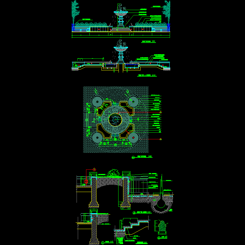 小区欧式喷泉CAD施工图纸 - 1