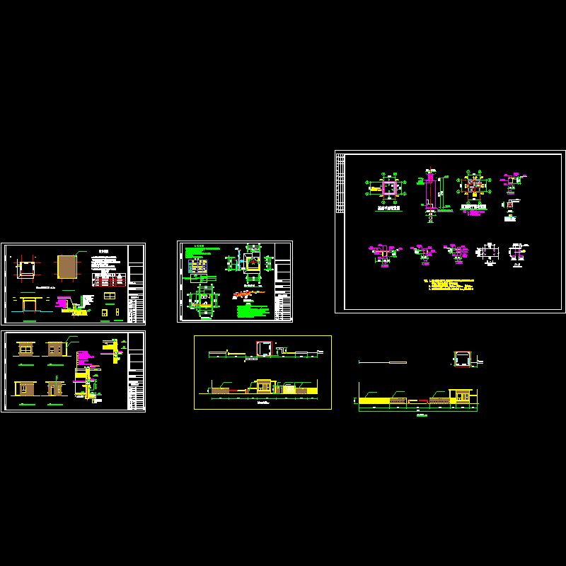 门卫景观亭建筑设计CAD施工图纸 - 1