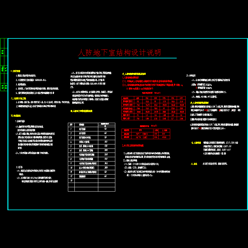 一套人防地下室结构设计说明 - 1