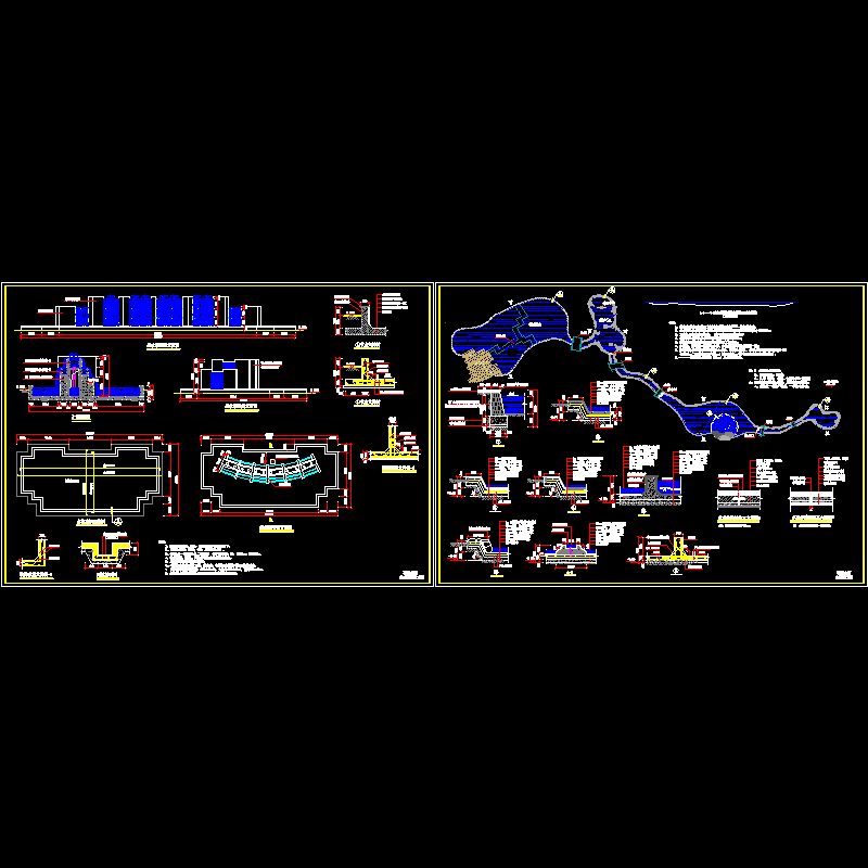 叠水幕墙、水系施工图纸 - 1