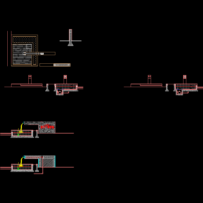 小区流水墙施工大样CAD图纸 - 1