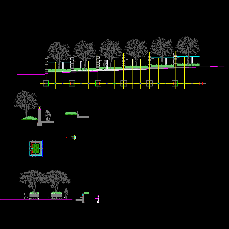 围墙及树池CAD详图纸 - 1