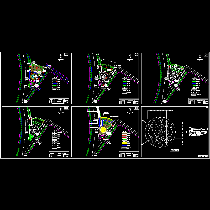 步行街广场绿化CAD施工图（6页图纸） - 1