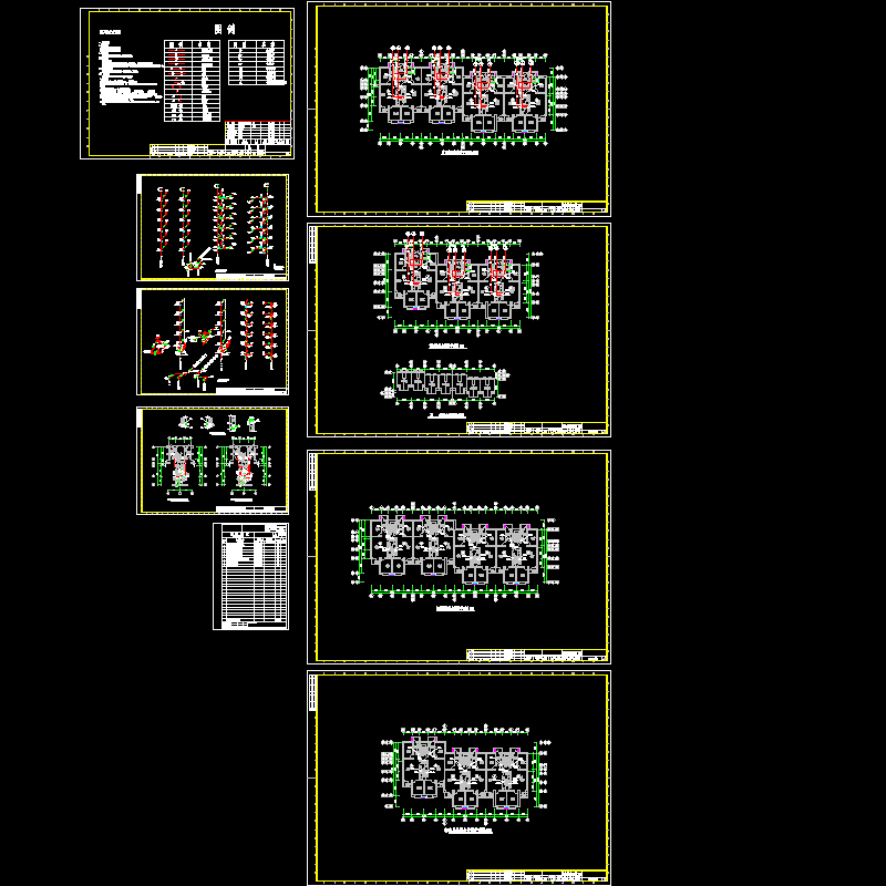 地上6层住宅楼给排水设计cad图纸和管道系统图,立管定位大样图 - 1