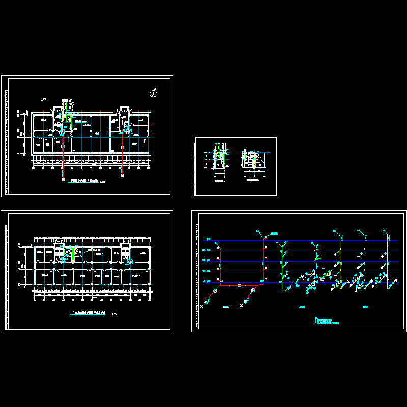 4层电信楼给排水设计cad施工图纸和消防平面布置图 - 1