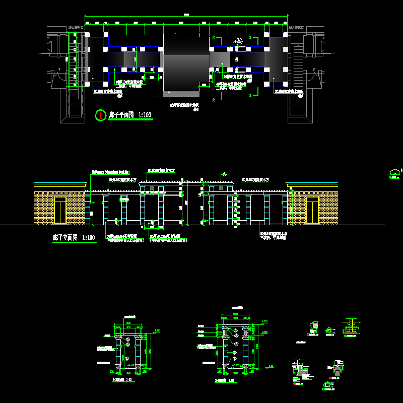 广场游廊建筑扩初图纸，共3张图纸.dwg - 1